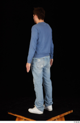 Whole Body Man White Sweatshirt Jeans Slim Standing Studio photo references